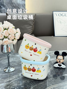 Mini Desktop Trash Can Cute Bedroom Waste Paper Basket Small Size Home Use Plastic Square Shape No Lid Household Cleaner