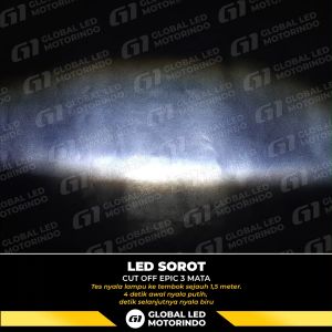 WERACE Lampu Sorot 3 Mata Lensa Cut Off Lampu Lebar K30 30 Watt 12Volt Ring Biru Merah Kotak Bulat