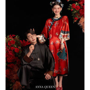 ชุดราตรียาวสีแดงสำหรับเจ้าสาว ชุดกี่เพ้าฤดูร้อน ชุดกี่เพ้ายาวสไตล์จีนใหม่ ชุดกี่เพ้ายาวสีแดงสำหรับงานแต่งงาน