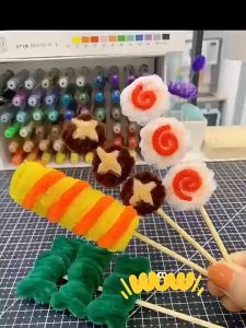 200PCS Dawai Bulu Colorful Chenille Stems Creative Children DIY Twist Stick Material Jong Bulu Warna Pipe Cleaner Art Kids Dawai Jong Hadmade Flower Materials