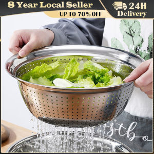 Stainless Steel Drain Basket Colander Round Rice Cleaning Sieve Fruit Vegetable Washing Basin Strainer Filter Kitchen Utensils