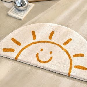 Sunflower Face Rug Cartoon Soft Living Room Bedroom Bedside Rugs Round Carpet  Kid Bedroom Bedside Rug