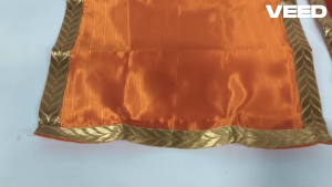 Silk Finish Pooja Cloth Aasan Mat Set with Gold Border | Red & Orange Vastram for Aarti Temple Festive & Home Pooja Decor | 13x13 Inch(Set of 2 Pcs)