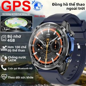 Đồng Hồ Thông Minh GPS 2025 Dành Cho Nam Với Bản Đồ Ngoại Tuyến Máy Nghe Nhạc Video 4GB Thể Thao Quân Sự Chống Nước Dây Đeo Bằng Sapphire Khả Năng Bơi Lội 50m