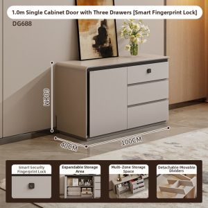 YANGYING | Modern Minimalist Dressing Table with Fingerprint Lock Storage Cabinet