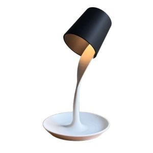 Table Lamp with Tray | Battery Operated Desk Lamp (3X AA) | Portable Table Light for Living Room Outdoor Bistro Brunch Café