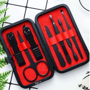 GUNTING KUKU SET BLACK 7 in 1 Manicure set Pedicure