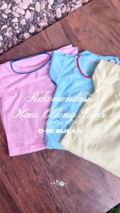 3 Pcs Kaos Oblong Salur Anak Harian Bordir Nyaman Berkualitas