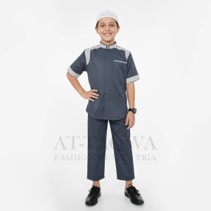 Setelan Baju Koko Anak 10-12 th Kantong Depan Dada Kiri