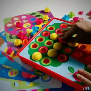 Button Idea Board Art Mushroom Nails Color Matching Game Kid Children Preschool Educational Board Games