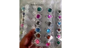 12 pcs bros dagu hijab seri bunga gold mote warna warni mini cantik lusinan
