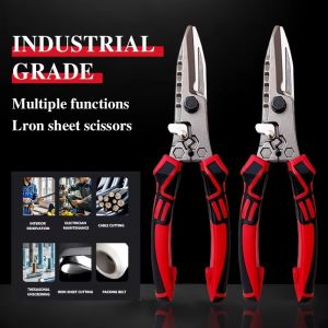 Multi-Functional Electrician Scissors Crimping Wire Cutting Tool with Wrench Function for Metal Sheet and Cable Cutting
