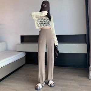 Fashion Stylish Drapey High-Waisted Wide-Leg Trousers