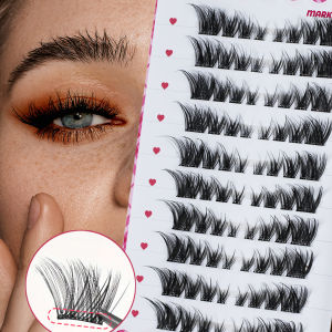 ขนตาปลอมแบบติดเอง ชุดต่อขนตา DIY ขนาด 8-13 มม. 80 ชิ้น ขนตาฟู ดีไซน์ D Curl นุ่มเป็นธรรมชาติ ขนตาปลอมทรงตาแมว แบบช่อเส้นต่อเส้น เหมาะสำหรับมือใหม่