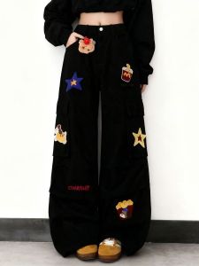 YEBO | Oversized Cartoon Embroidery Denim Jeans