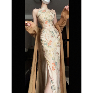 Váy Dài Cổ Điển Phong Cách Trung Hoa Mới Có Chi Tiết Hoa Váy Dài Không Tay Thường Ngày Cho Nữ Váy Dài Cổ Điển Mùa Hè 2025