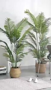 Artificial Plant Areca Palm Plant 5 Feet Fake Palm Tree Faux Yellow Palm Potted plant Indoor Outdoor Home Office Decoration