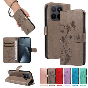 szhaiyu | Leather Wallet Flip Phone Case for Xiaomi Mi 15 15T 17 17T Pro Max Ultra Flower Embossed Design with Card Holder Cover