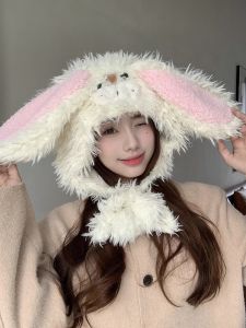 Long Ears Rabbit Sweet Cute Hat Female Winter Thicken Thermal Earflaps Lei Feng Hat Cartoon Plush Hat
