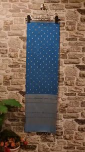 186.ผ้าฝ้าย ผ้าทอทั้งผืน ลายล้านนาสารภี สีฟ้า