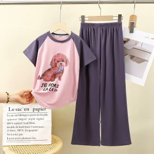 Bộ Đồ Ngủ Mùa Hè Modal Thường Ngày Cho Trẻ Em Chống Muỗi Quần Dài Mỏng Tay Ngắn Vải Polyester Thoải Mái Mặc Ở Nhà