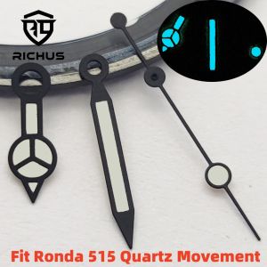 RICHUS Ronda 515 Watch Hands Silver Watch Hands Blue Green Luminous Fit Ronda 515 Quartz Movement Watch Accessories
