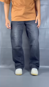 YSNGHT - Celana Jeans Denim Baggy Gombrang Loosfit Panjang Simple Pria Black Jazz