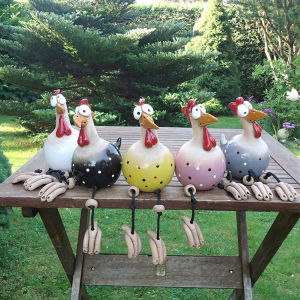 Chinatera Resin Chicken Hilde Garden Decoration Animal Figure Garden Plug Pottery Figurines Chicken Statue Landscape Handcraft Ornament