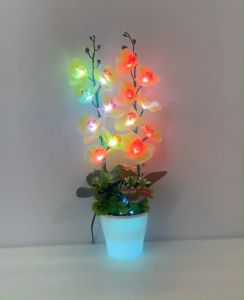 Hoa Lan 2 Nhánh Trang Trí - Hoa Lan Có Đèn Phát Sáng 2 nhánh 7 bông