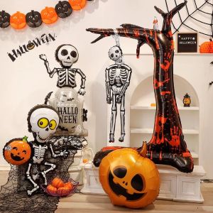 Halloween Giant Pumpkin Skeleton Standing Balloon House Witch Dead tree Inflatable Foil Ballon Halloween Party Decor Supplies