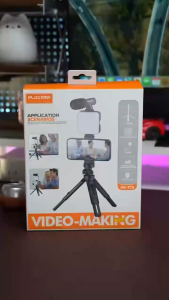 ขาตั้งกล้องถ่ายวิดีโอ ไลฟ์สด เซ็ตถ่ายครบ มีที่จับสมาร์ทโฟน ไมค์ ไฟ LED ครบชุดพร้อมรีโมทระยะไกล