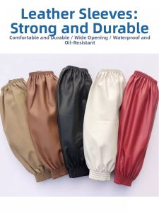 Extended Thick PU Work Cuff Kitchen Waterproof Oil-resistant Soft Leather