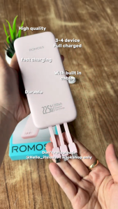 Romoss PHC20 20000mAh powerbank 22.5W Fast Charging Charger Power bank With Built-in 3 Cables Lightning / Type-C / Micro USB Cables
