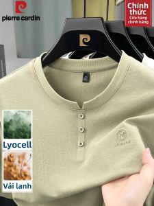 Pierre Cardin | Áo Thun Henley Nam Pha TENCEL và Vải Linen