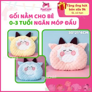 Gối nằm dành cho em bé từ 0 đến 3 tuổi vải mềm mại mát mẻ đường may tỉ mỉ cao cấp ngăn méo đầu