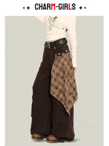Brown Wide Leg Jeans Womens Loose Outdoor Denim Pants Autumn 2025 New Style Vintage Workwear Trousers High Waist Cargo