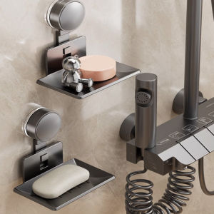 ไม่จําเป็นต้องเจาะจานสบู่ห้องน้ําแบบดูด กล่องสบู่ ท่อระบายน้ําติดผนัง ที่เก็บของในห้องน้ํา กล่องสบู่ ชั้นวางของ ที่เก็บของในห้องครัว