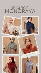 🍀 [STOCK CLEARANCE] KEKABOO MONORAYA READYSTOCK + Free Gift Brooch) Tudung Kekaboo Bidang 45 Bawal Premium Cotton Voile Besar Square Mud