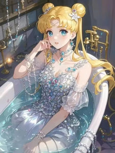 Bandai | DIY Sailor Moon Maiden Diamond Painting Dreamy Cosmic Starry Sky With Crescent Moon Motifs for Living Room Decor & Gift