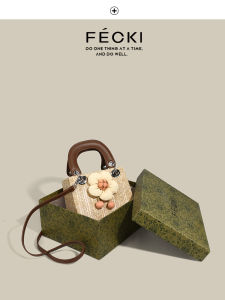 FECKI WomensWoven Raffia Basket Bag Spring 2025 Handbag Crossbody Bag High Quality Design Fashionable Accessory