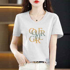 Summer New Style Korean Large Size V-neck T-shirt Simple Artistic Loose Short Sleeve Pure Cotton Slimming Versatile Top