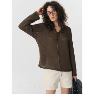 SHEITAOZI | Lacy Hollow-out Slim Knitted Sweater