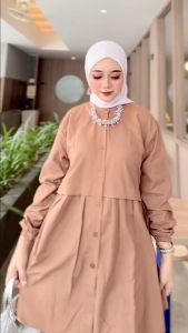 Salsa Blouse Premium Atasan Tunik Korean Style Atasan Wanita Full Kancing Lengan Panjang