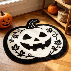 VIKAMA Jack-o-Lantern Halloween Doormat Soft Plush Bathroom Rug Non-Slip Entryway Doormat Halloween Home Decor