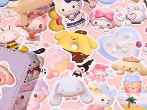 DreamBaby 100PCS Stiker Sanrio 3D Sticker Laptop Buku Journal Koper Waterproof Dekorasi Kartun Lucu