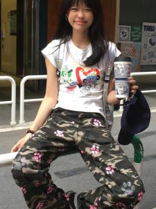 Áo Thun Cotton Mỹ Dành Cho Nữ Mùa Hè in Họa Tiết Sơn Dầu Tay Ngắn Ôm Vừa Vặn Gợi Cảm Màu Trắng Thời Trang Áo Thun Cổ Tròn