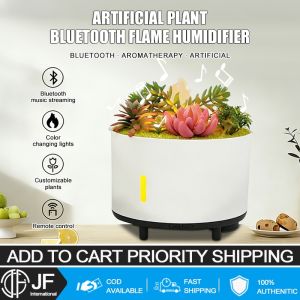 JF Simulated plant Bluetooth music flame aroma humidifier USB intelligent remote control diffuser