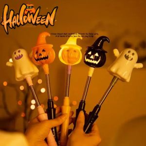 Halloween Pumpkin Hand Stick LED 3 Modes Glowing Spring Magic Wand Toy Childrens Luminous Rocking Ghost Head Lantern Party Gift