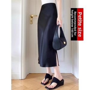 V.C.I | Black Acetate Satin A-Line Skirt