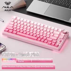 AULA | Bàn phím cơ AULA S75 PRO - Kết nối 3 chế độ (Tri-mode) Màn hình hiển thị kỹ thuật số Chuyên Gaming